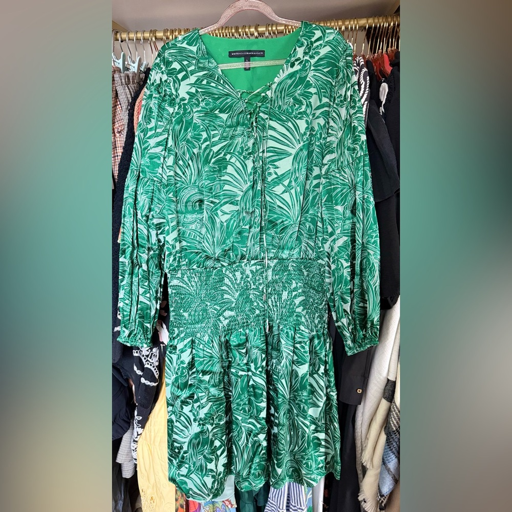 💖 EUC White House Black Market Green Dress L